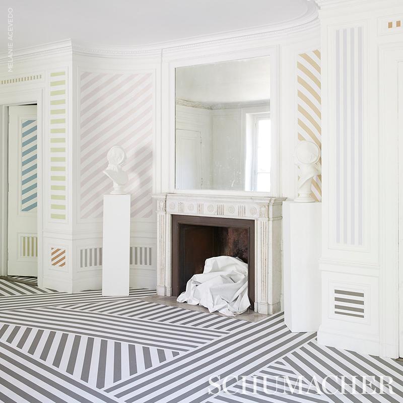 Schumacher Edwin Stripe Wide Leaf Wallpaper