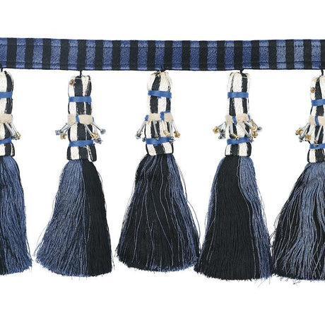 Schumacher Blue & Black Antony Tassel Trim