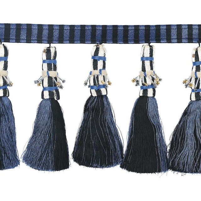Schumacher Blue & Black Antony Tassel Trim