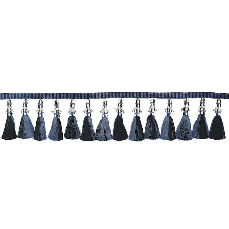 Schumacher Blue & Black Antony Tassel Trim