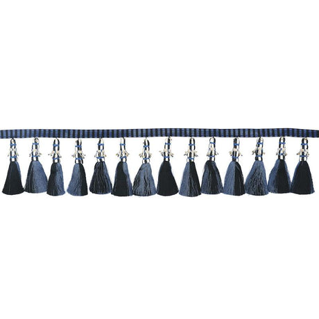 Schumacher Blue & Black Antony Tassel Trim