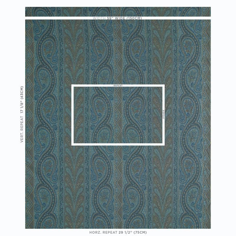 Schumacher Chatelaine Paisley Blue Fabric