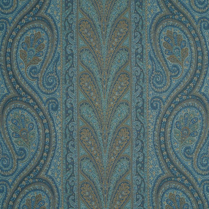 Schumacher Chatelaine Paisley Blue Fabric