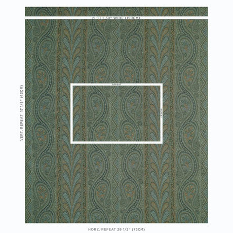 Schumacher Chatelaine Paisley Jade Fabric