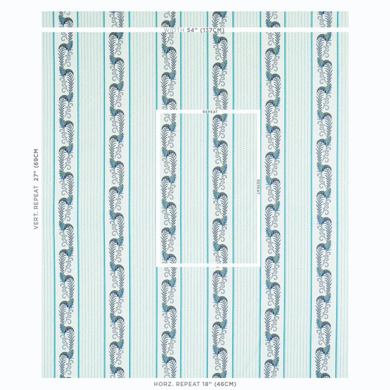 Schumacher Aleksy Stripe Teal Fabric