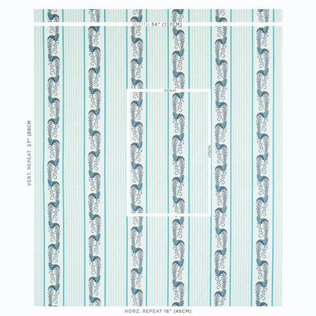 Schumacher Aleksy Stripe Teal Fabric