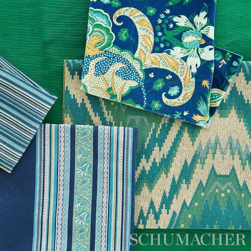 Schumacher Sinoir Stripe Blue Fabric