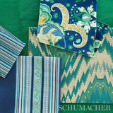 Schumacher Sinoir Stripe Blue Fabric