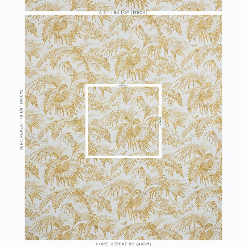 Schumacher Toile Tropique Gold Wallpaper