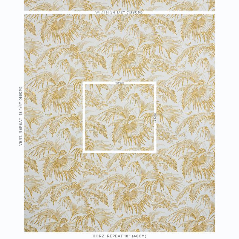 Schumacher Toile Tropique Gold Wallpaper