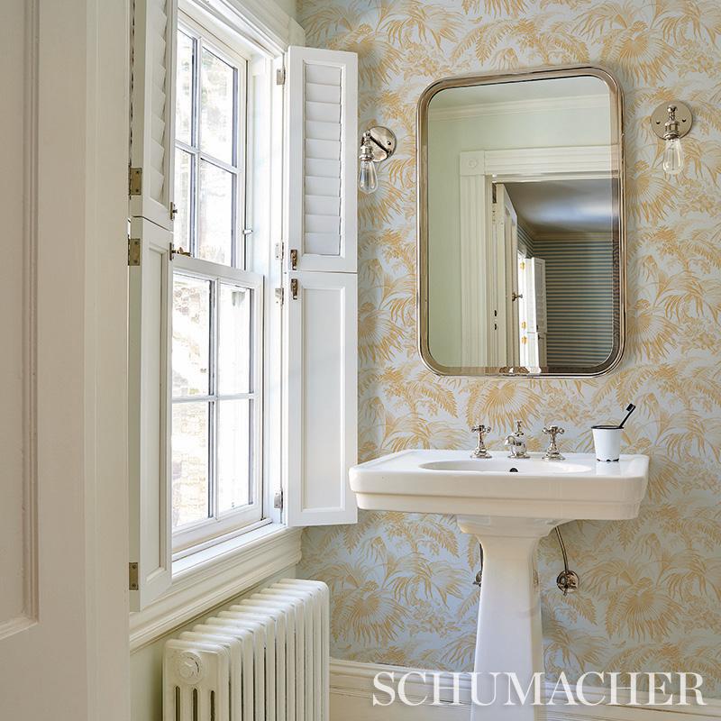 Schumacher Toile Tropique Black Wallpaper