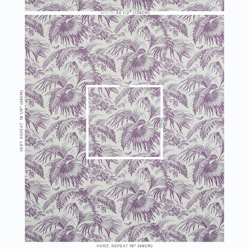 Schumacher Toile Tropique Purple Wallpaper