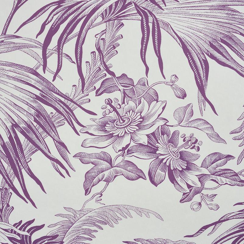 Schumacher Toile Tropique Purple Wallpaper