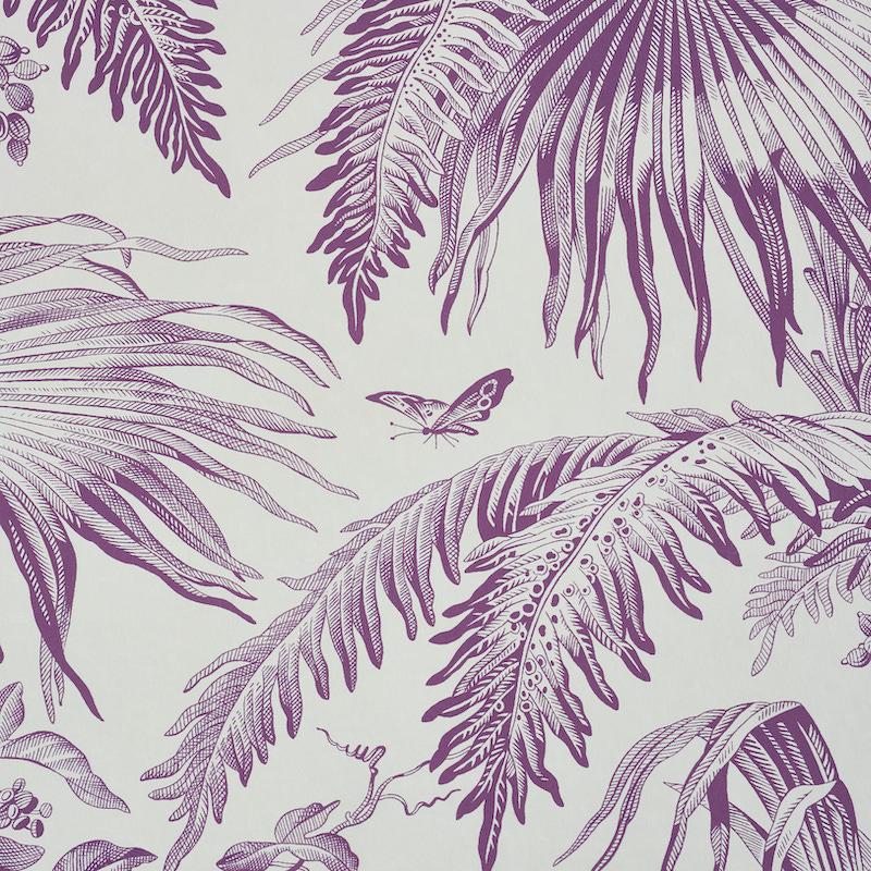 Schumacher Toile Tropique Purple Wallpaper