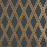 Schumacher Les Losanges Toile Gold On Black Wallpaper