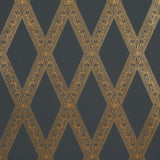 Schumacher Les Losanges Toile Gold On Black Wallpaper