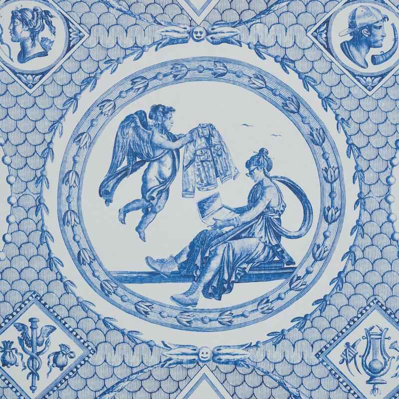 Schumacher Les Scenes Contemporaines Blue Wallpaper