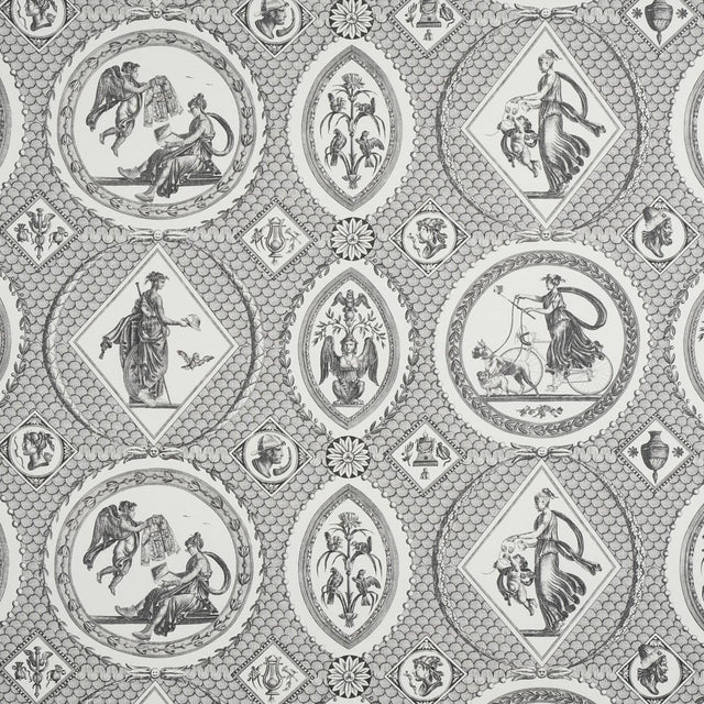 Schumacher Les Scenes Contemporaines Black Wallpaper