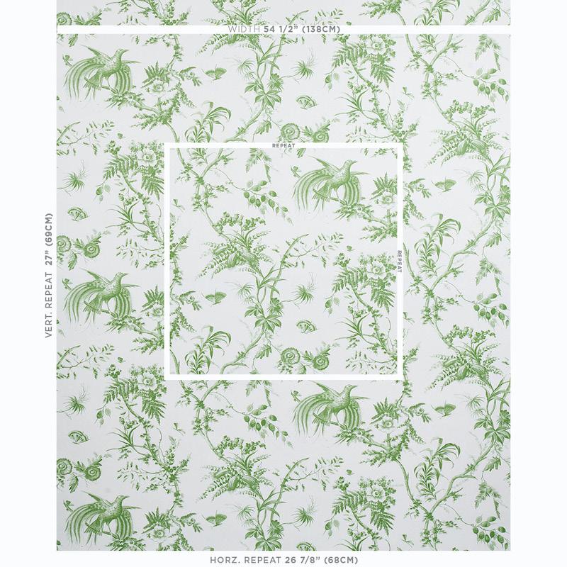Schumacher Toile De La Prairie Green Wallpaper