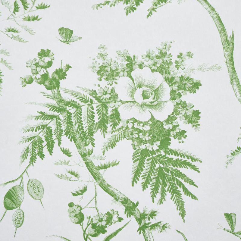 Schumacher Toile De La Prairie Green Wallpaper