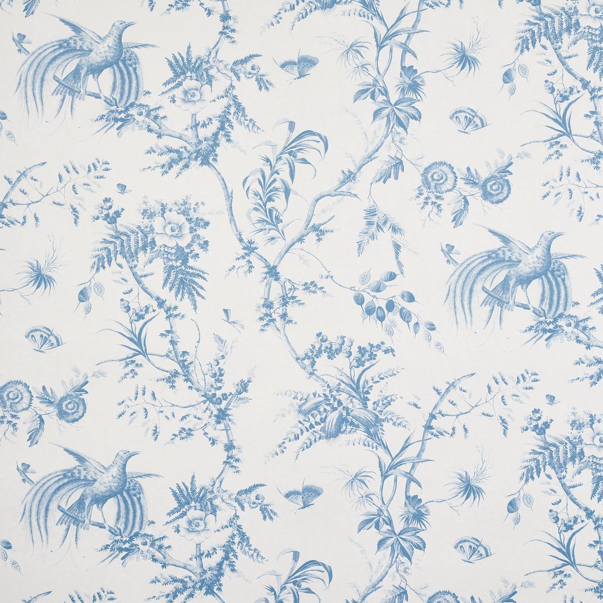 Schumacher Toile De La Prairie Blue Wallpaper