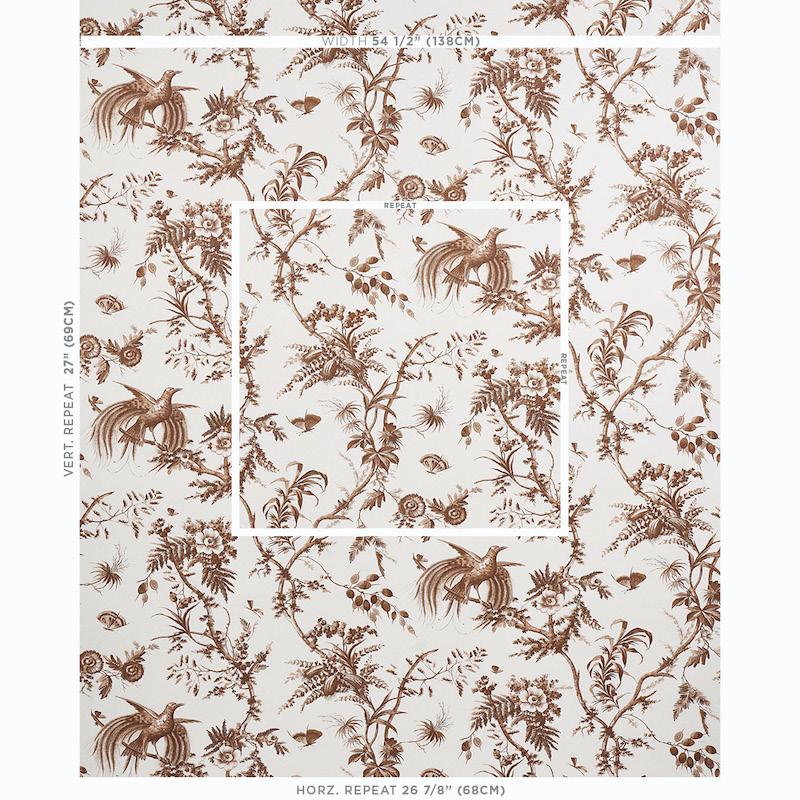 Schumacher Toile De La Prairie Brown Wallpaper