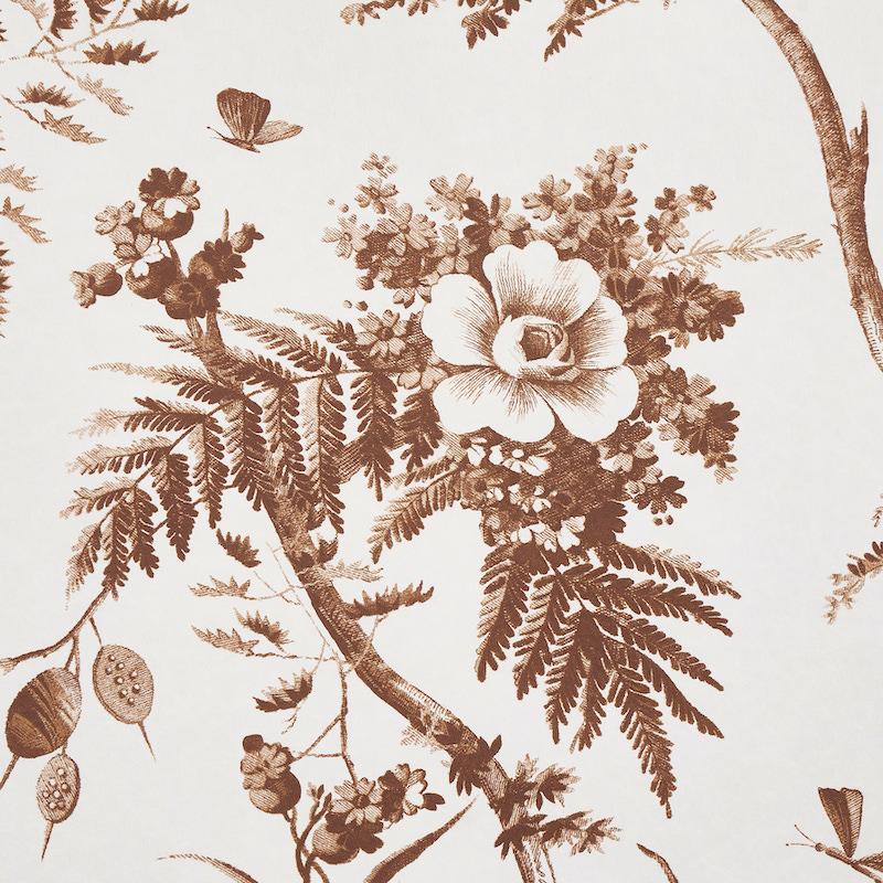 Schumacher Toile De La Prairie Brown Wallpaper
