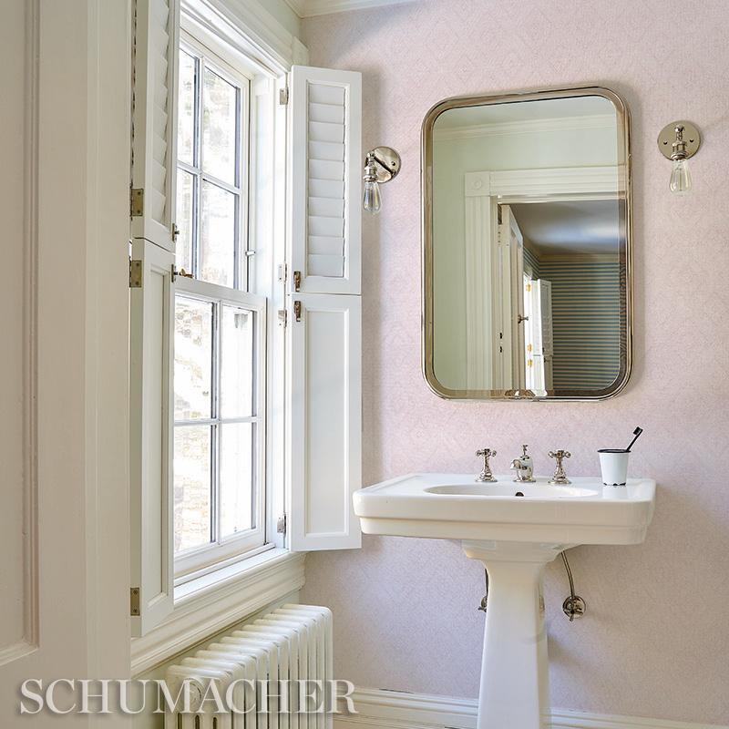 Schumacher Tortola Paperweave Pink Wallpaper