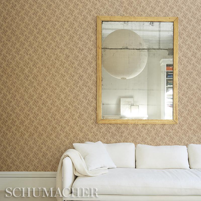 Schumacher Ashberg Paperweave Yellow Wallpaper