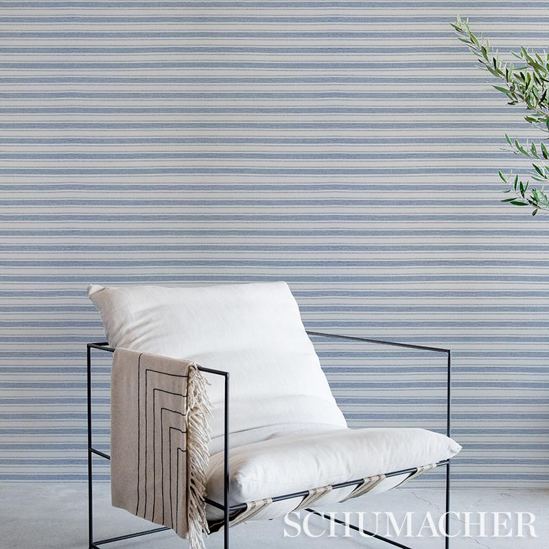 Schumacher Oxnard Paperweave Blue Wallpaper