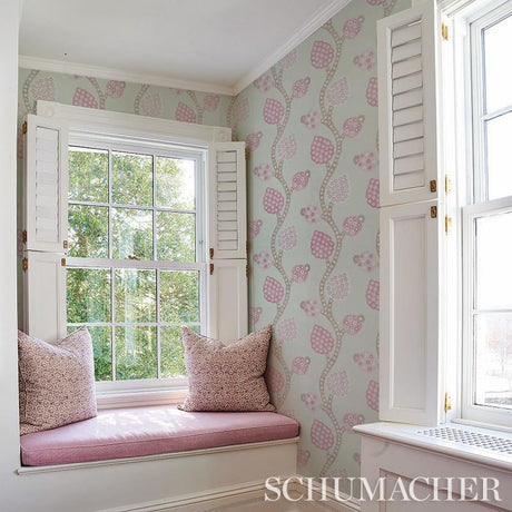 Schumacher Annabel Warp Print Blue Wallpaper