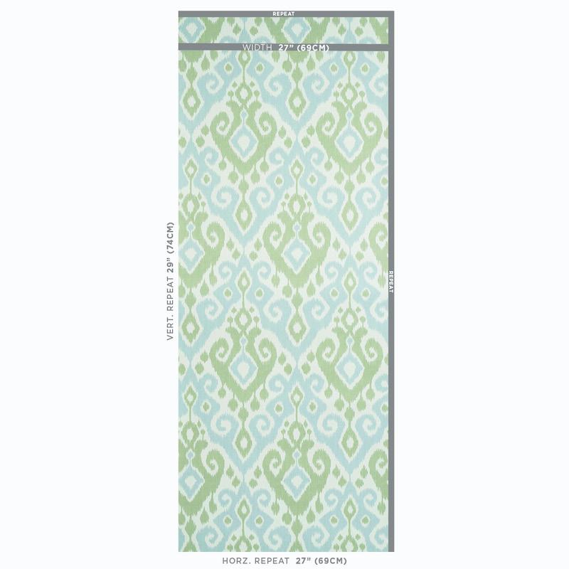 Schumacher Dedra Damask Mineral & Leaf Wallpaper