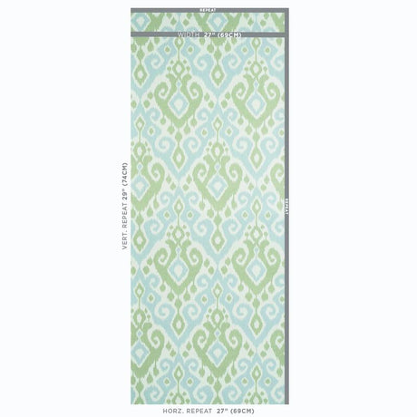 Schumacher Dedra Damask Mineral & Leaf Wallpaper