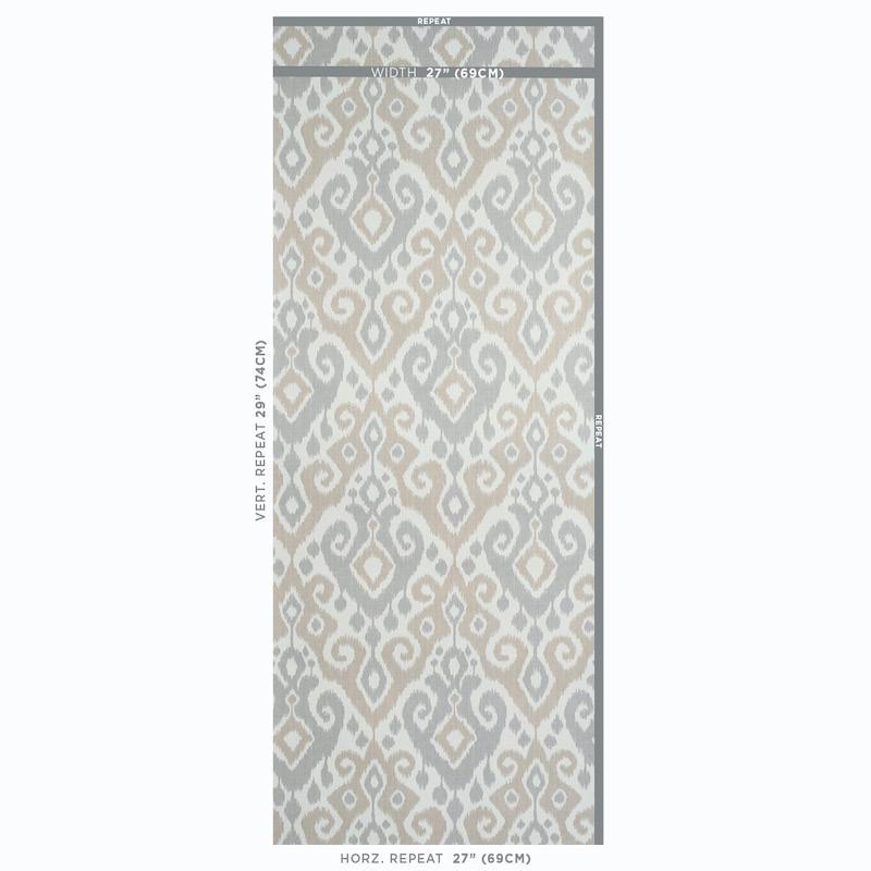 Schumacher Dedra Damask Sand & Grey Wallpaper
