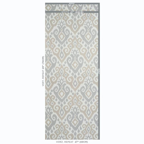 Schumacher Dedra Damask Sand & Grey Wallpaper