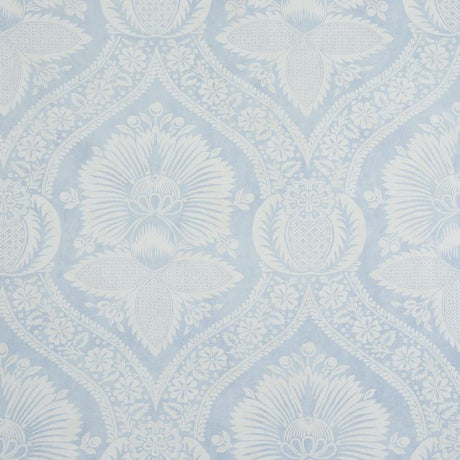 Schumacher Villandry Damask Print Blue Wallpaper