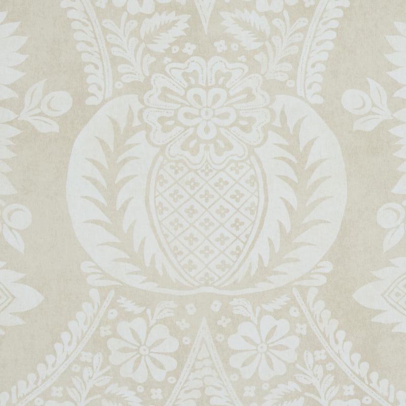 Schumacher Villandry Damask Print Neutral Wallpaper