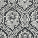 Schumacher Villandry Damask Print Black Wallpaper
