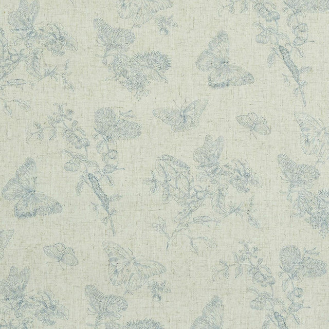 Schumacher Baudin Butterfly Linen Blue Wallpaper