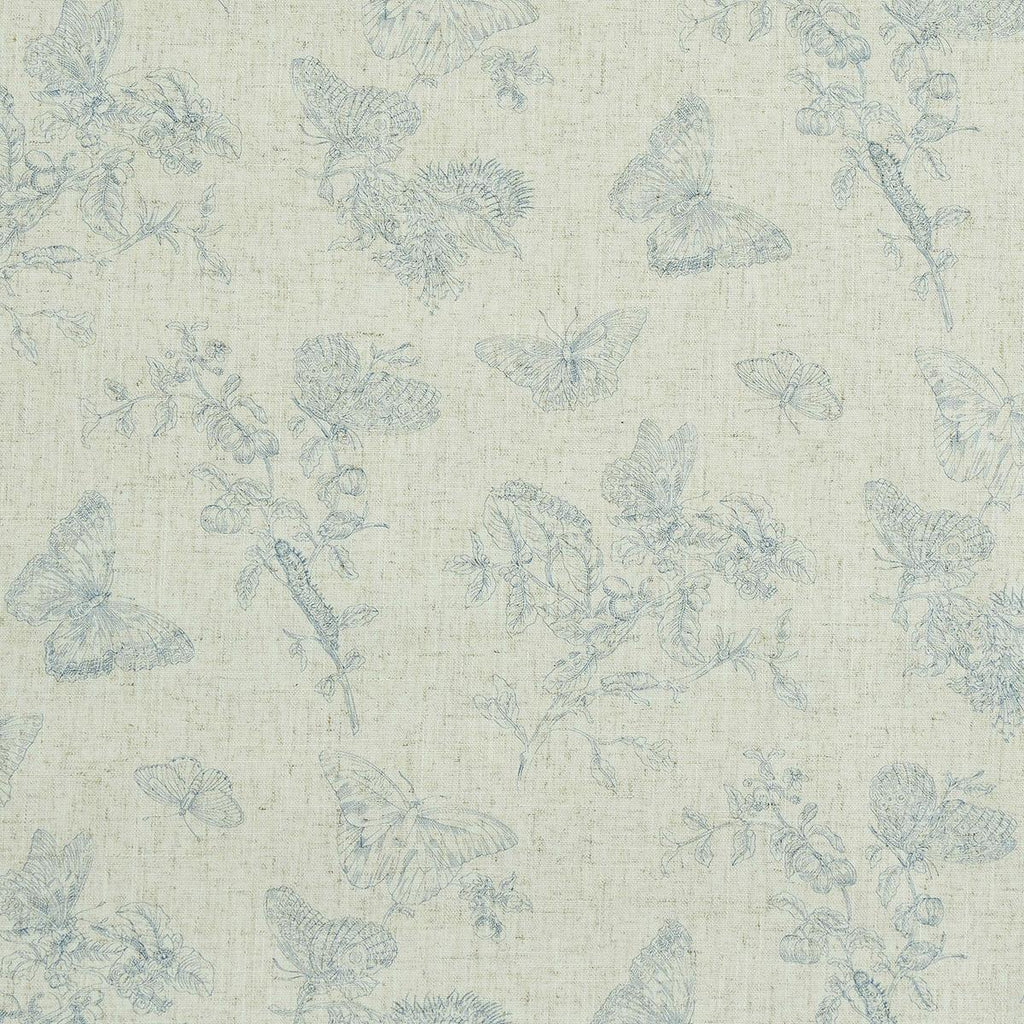 Schumacher Baudin Butterfly Linen Blue Wallpaper