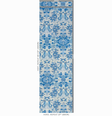 Schumacher Magic Mountain Dragon Porcelain Wallpaper