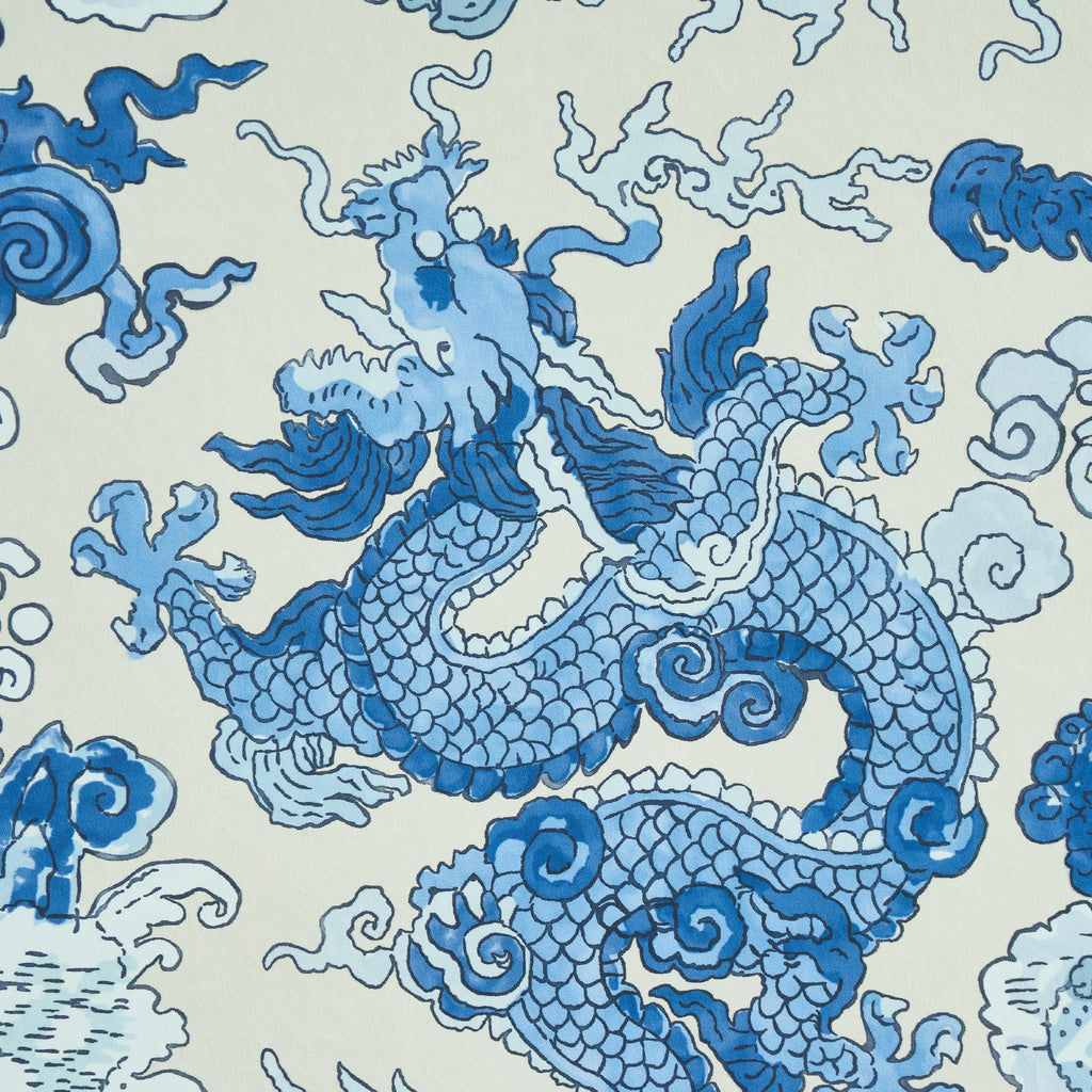 Schumacher Magic Mountain Dragon Porcelain Wallpaper