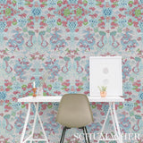 Schumacher Magic Mountain Dragon Porcelain Wallpaper