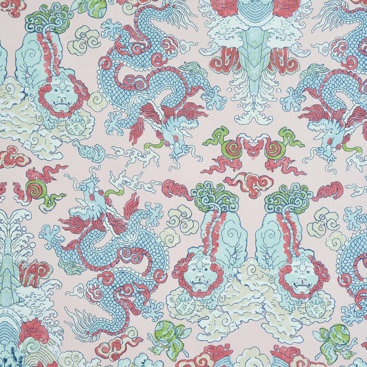 Schumacher Magic Mountain Dragon Blush Wallpaper
