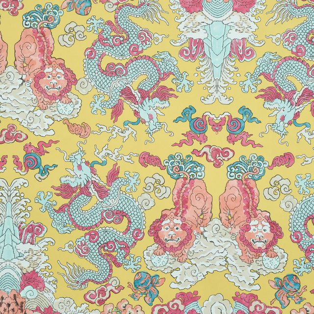 Schumacher Magic Mountain Dragon Yellow Wallpaper