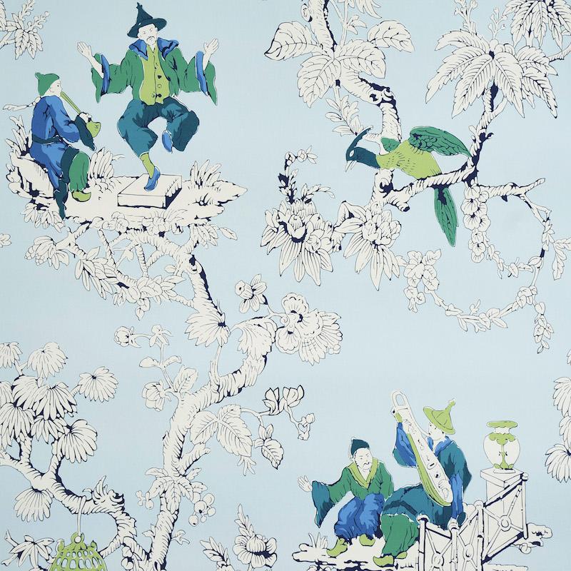 Schumacher Chinoiserie Moderne Blue Wallpaper