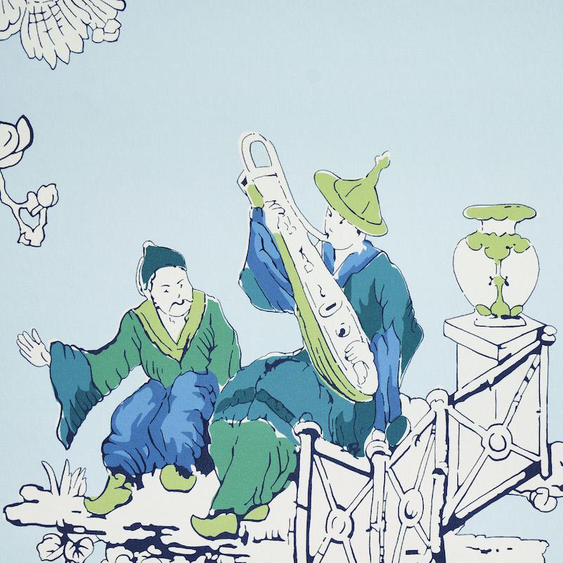 Schumacher Chinoiserie Moderne Blue Wallpaper