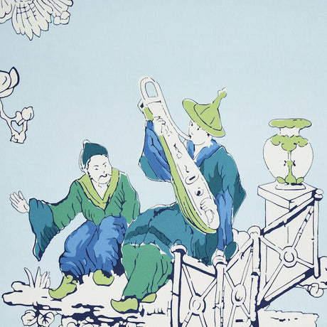 Schumacher Chinoiserie Moderne Blue Wallpaper