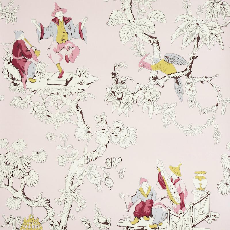 Schumacher Chinoiserie Moderne Pink Wallpaper