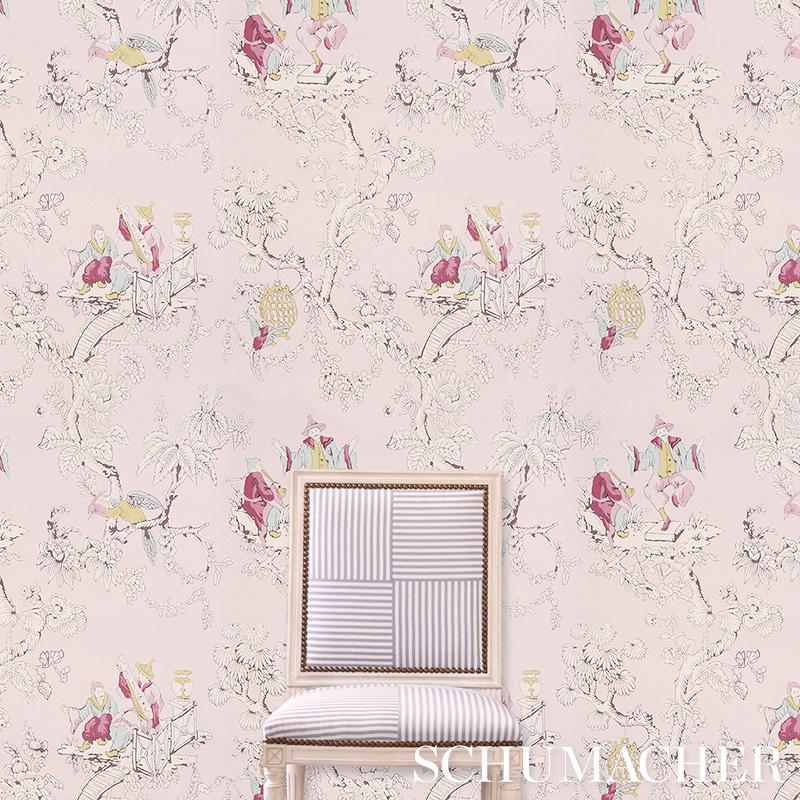 Schumacher Chinoiserie Moderne Pink Wallpaper